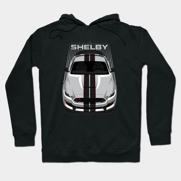 Ford Mustang Shelby GT350R 2015 - 2020 - Silver - Black Stripes Hoodie by V8social